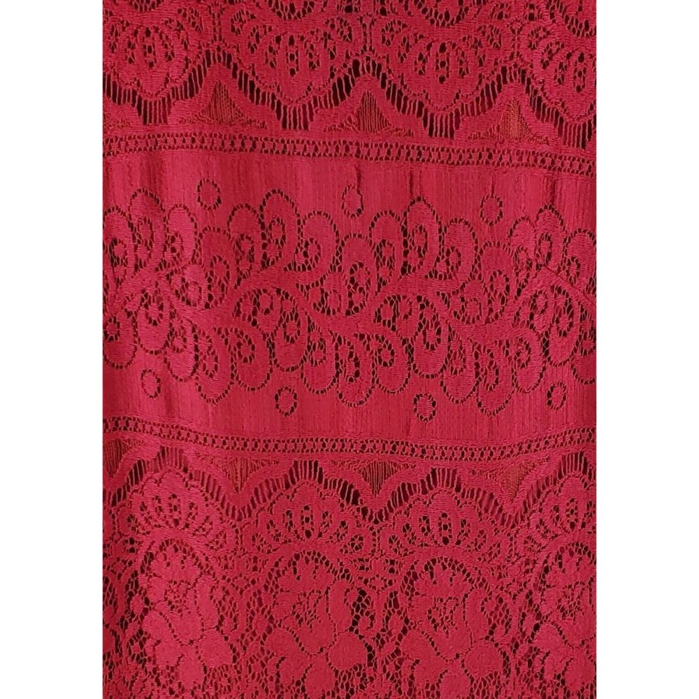 Free People Womens Lace Peplum Dress Deep Pink Red Size 2 Cotton - Picture 3 of 8